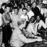 The famous and infamous Woolworth lunch counter scene in Jackson, May 1963, where civil rights volunteers, attempted to break the color barrier and are in turn humiliated by segregationists.